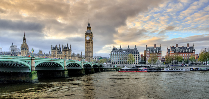 London with Victoria bridge and Big Ben